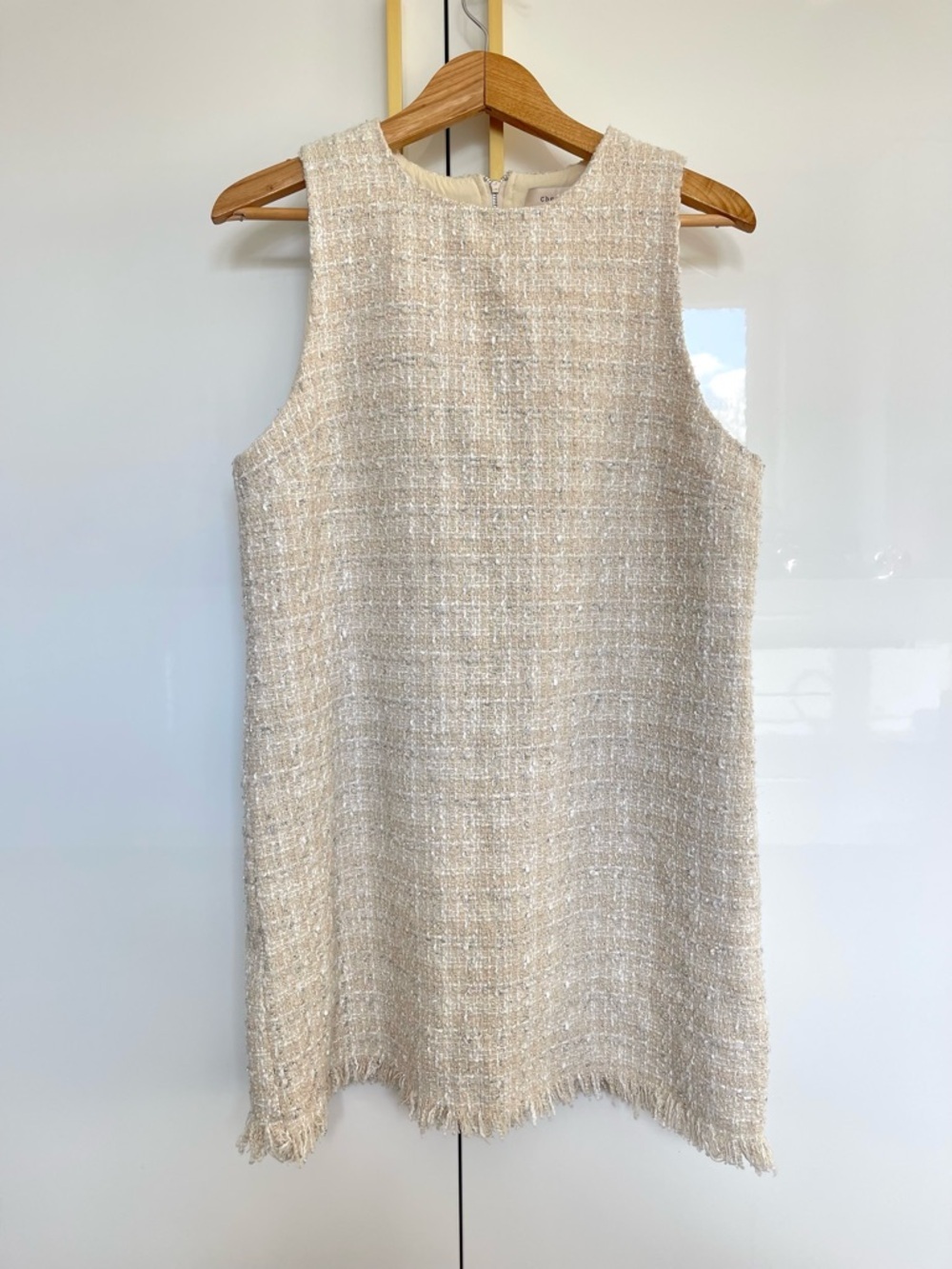 Chelsea Cream Tweed Shift Dress large